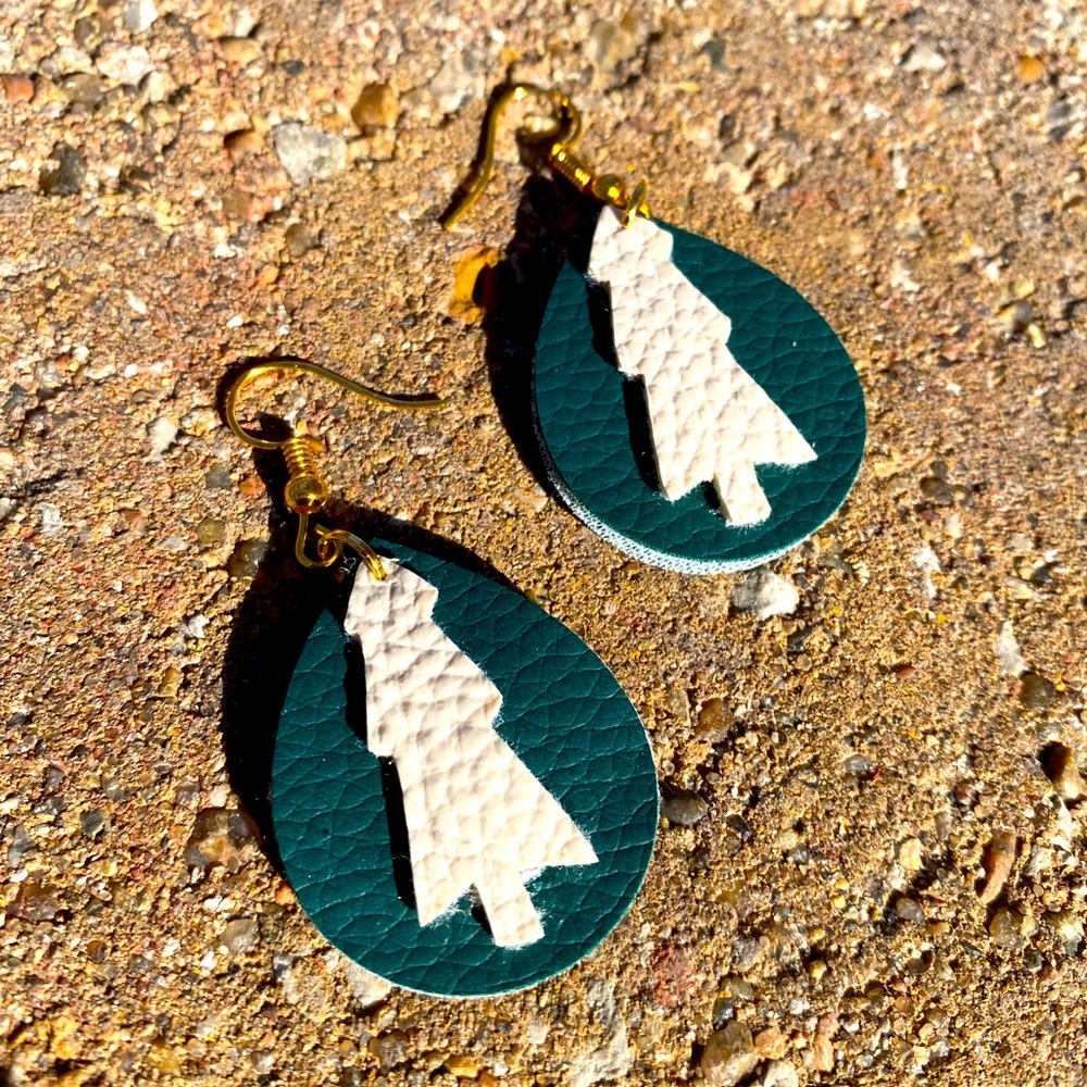 Faux leather Christmas earrings